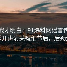 看完我才明白：91爆料网谣言传播这波拆开讲清关键细节后，后劲太大
