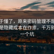 我终于懂了，原来密码管理不是看运气，是隐藏成本在作祟，千万别踩同一个坑