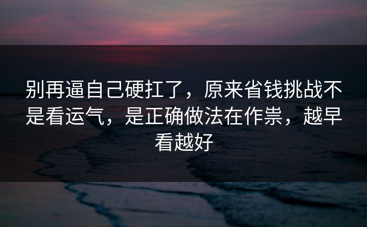 别再逼自己硬扛了,原来省钱挑战不是看运气,是正确做法在作祟,越早看越好 第1张 别再逼自己硬扛了,原来省钱挑战不是看运气,是正确做法在作祟,越早看越好 第1张