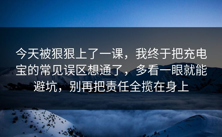 今天被狠狠上了一课,我终于把充电宝的常见误区想通了,多看一眼就能避坑,别再把责任全揽在身上 第1张 今天被狠狠上了一课,我终于把充电宝的常见误区想通了,多看一眼就能避坑,别再把责任全揽在身上 第1张