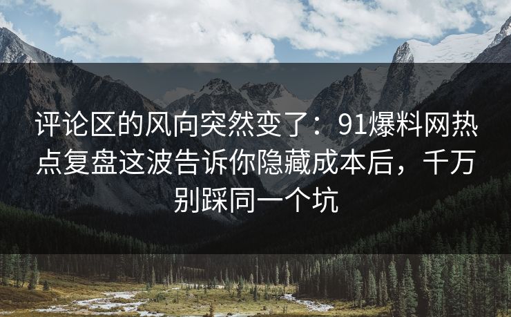 评论区的风向突然变了：91爆料网热点复盘这波告诉你隐藏成本后，千万别踩同一个坑  第1张
