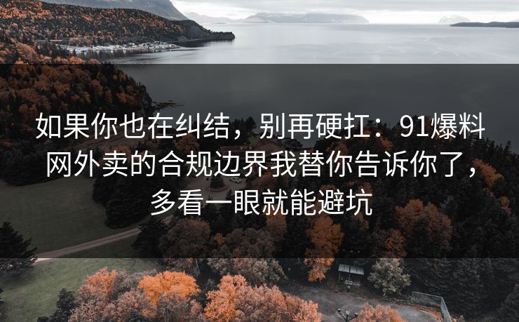 如果你也在纠结，别再硬扛：91爆料网外卖的合规边界我替你告诉你了，多看一眼就能避坑  第1张