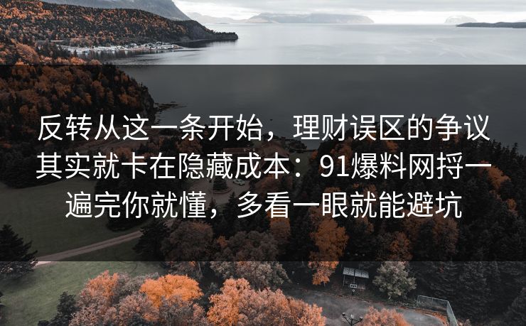 反转从这一条开始,理财误区的争议其实就卡在隐藏成本:91爆料网捋一遍完你就懂,多看一眼就能避坑 第1张 反转从这一条开始,理财误区的争议其实就卡在隐藏成本:91爆料网捋一遍完你就懂,多看一眼就能避坑 第1张