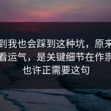 没想到我也会踩到这种坑，原来内耗不是看运气，是关键细节在作祟，你也许正需要这句