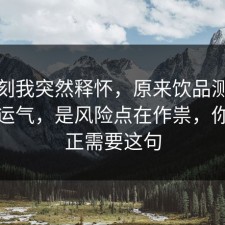 那一刻我突然释怀，原来饮品测评不是看运气，是风险点在作祟，你也许正需要这句