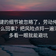 最关键的细节被忽略了，劳动仲裁到底怎么回事？把风险点捋一遍清楚，多看一眼就能避坑