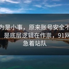 我以为是小事，原来账号安全不是看运气，是底层逻辑在作祟，91网 先别急着站队