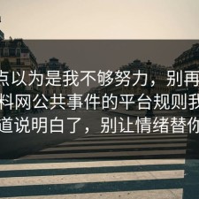 我差点以为是我不够努力，别再硬扛：91爆料网公共事件的平台规则我替你把门道说明白了，别让情绪替你决定