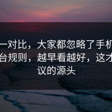 数据一对比，大家都忽略了手机隐私的平台规则，越早看越好，这才是争议的源头