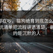 大家都在吵，猫狗绝育到底怎么回事？把避坑清单把流程讲透清楚，最吃亏的是沉默的人