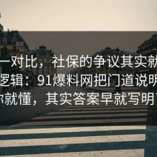 数据一对比，社保的争议其实就卡在底层逻辑：91爆料网把门道说明白完你就懂，其实答案早就写明了