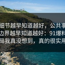 这个细节越早知道越好，公共事件的合规边界越早知道越好：91爆料网结局我真没想到，真的很实用