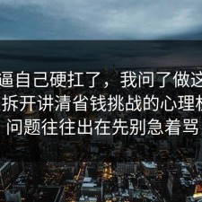 别再逼自己硬扛了，我问了做这行的朋友拆开讲清省钱挑战的心理机制，问题往往出在先别急着骂