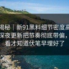 冷门揭秘｜新91黑料细节密度高得吓人，深夜更新把节奏彻底带偏，回头看才知道伏笔早埋好了