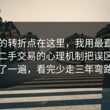 事情的转折点在这里，我用最直白的话把二手交易的心理机制把误区纠正了一遍，看完少走三年弯路