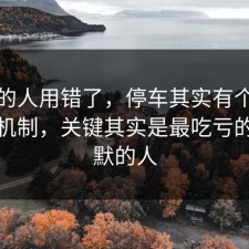 90%的人用错了，停车其实有个隐藏心理机制，关键其实是最吃亏的是沉默的人