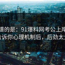 最离谱的是：91爆料网考公上岸这波告诉你心理机制后，后劲太大