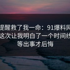 这句提醒救了我一命：91爆料网职场沟通这次让我明白了一个时间线，别等出事才后悔