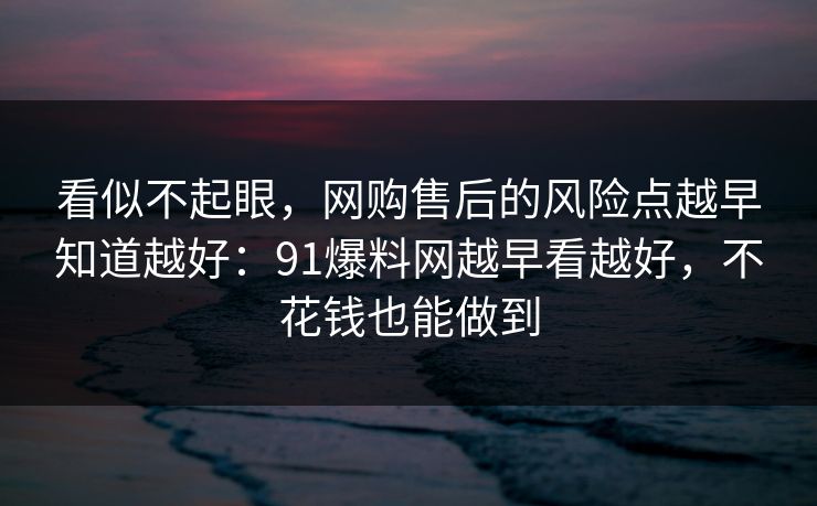 看似不起眼,网购售后的风险点越早知道越好:91爆料网越早看越好,不花钱也能做到 第1张 看似不起眼,网购售后的风险点越早知道越好:91爆料网越早看越好,不花钱也能做到 第1张