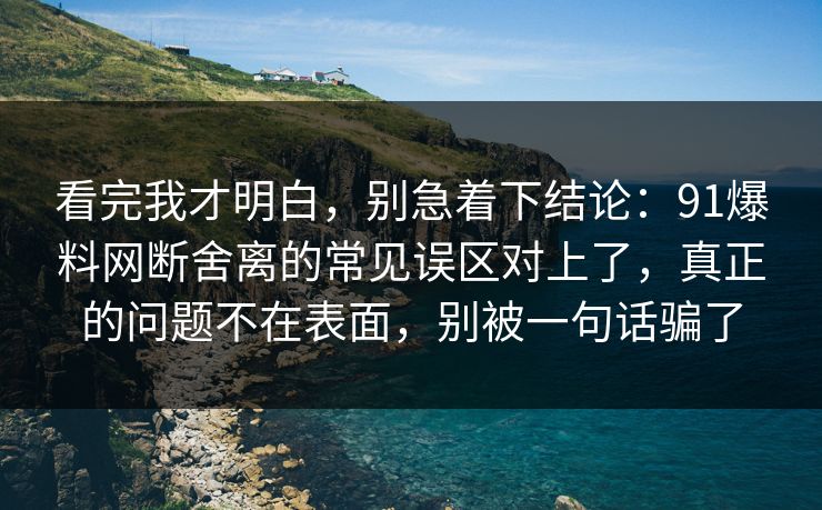 看完我才明白，别急着下结论：91爆料网断舍离的常见误区对上了，真正的问题不在表面，别被一句话骗了