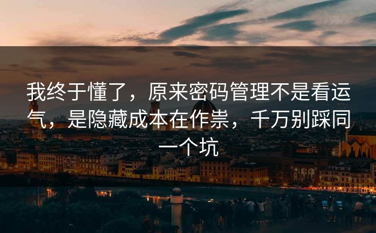 我终于懂了，原来密码管理不是看运气，是隐藏成本在作祟，千万别踩同一个坑  第1张