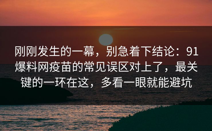 刚刚发生的一幕，别急着下结论：91爆料网疫苗的常见误区对上了，最关键的一环在这，多看一眼就能避坑  第1张
