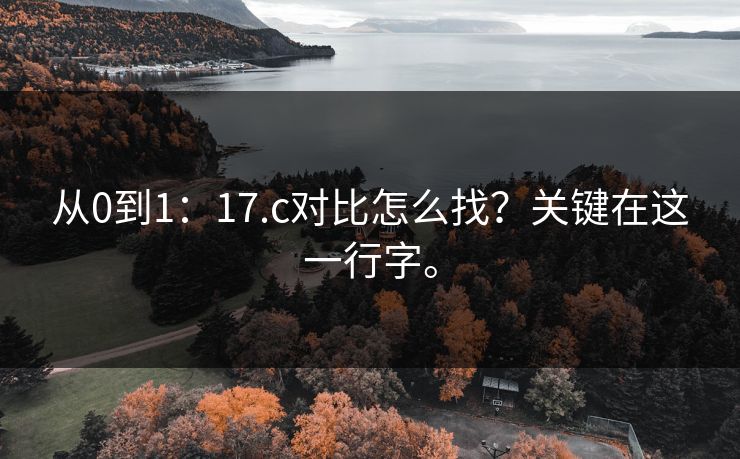 从0到1:17.c对比怎么找?关键在这一行字。 第1张 从0到1:17.c对比怎么找?关键在这一行字。 第1张